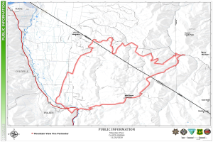 Eine detaillierte Karte eines geplanten Wanderwegs mit Sehenswürdigkeiten, Text und Logos auf einem Plakat.