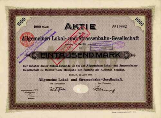 Alte deutsche Regierungsaktie mit gedrucktem Text und numerischen Details.
