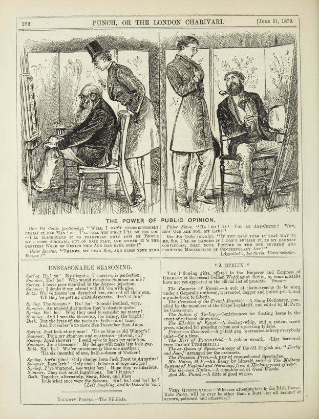 Ein altes Buchcover mit einem Mann in einem Anzug sitzend in einem Stuhl mit einem ernsten Gesichtsausdruck und einer Frau daneben, die nachdenklich aussieht, mit dem Titel "Die Macht der öffentlichen Meinung" sichtbar.